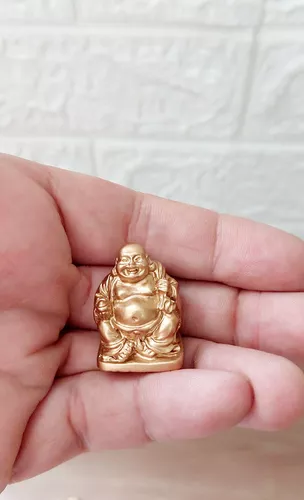 Conjunto Imagem 6 Mini Buda Dourado Resina - 3cm - Imagem 3