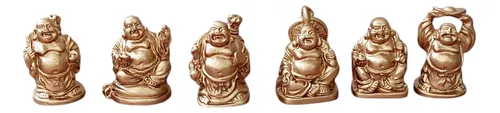 Conjunto Imagem 6 Mini Buda Dourado Resina - 3cm - Imagem 2
