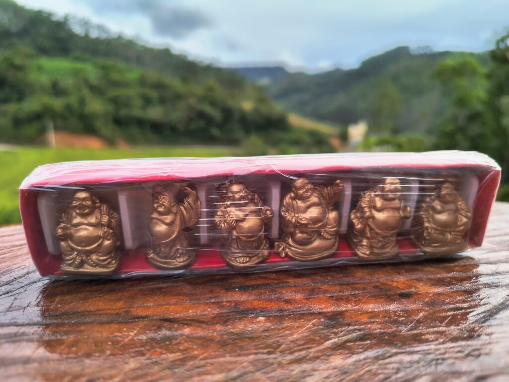 Conjunto Imagem 6 Mini Buda Dourado Resina - 3cm