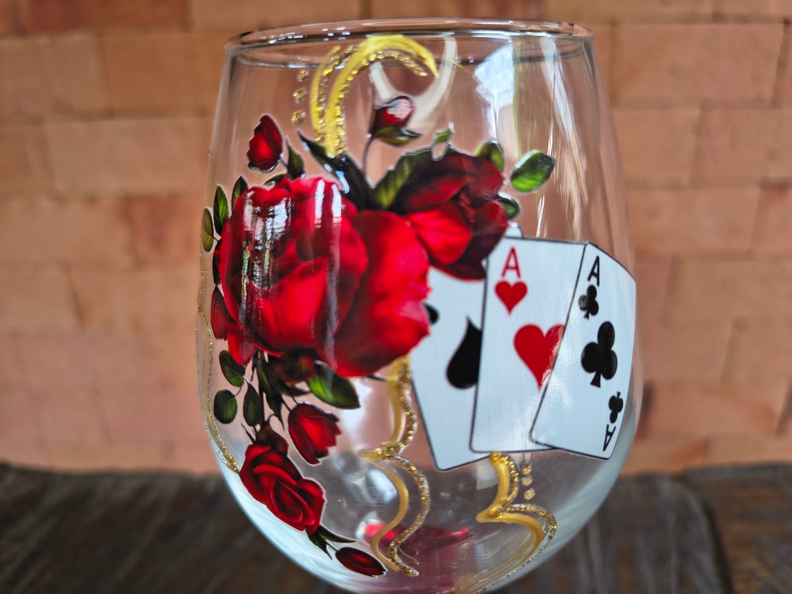 ✨ Taça Ritualística “Rosa & Ases do Destino” – Elegância, Poder e Caminhos Abertos ✨ - Imagem 2