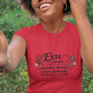 Camiseta Long Feminina Exu — Chama Divina - G, Bordo